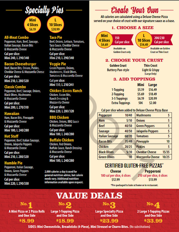 Godfather's Pizza Menu And Prices Coupons